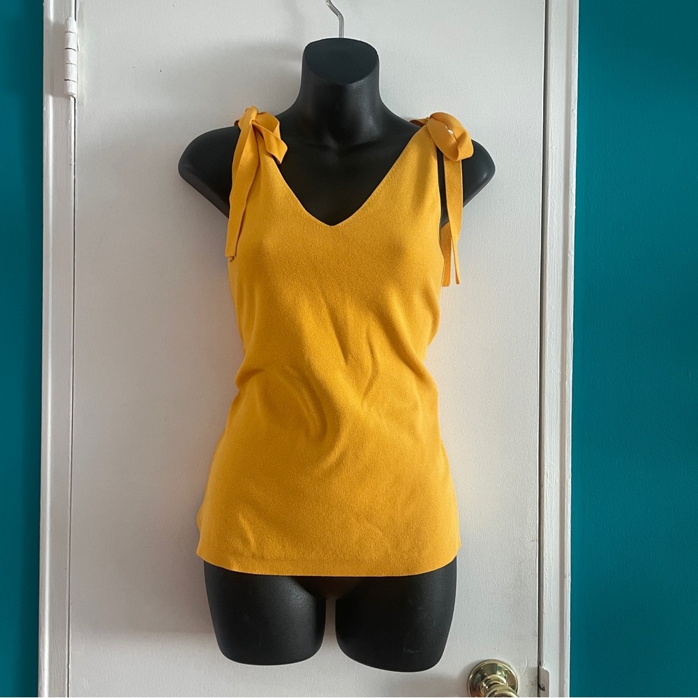 Ann Taylor Mustard Tank Top with Bow Straps